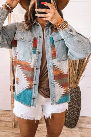 Stilla | Smokey Mountain Aztec Denim Jakke