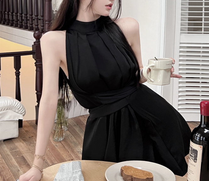 Stilla | Sexy Off Shoulder Halterneck Snøring Ærmeløs Cocktailkjole