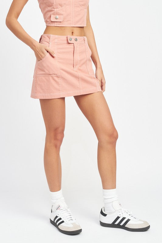 Stilla | Stitching Mini Skirt