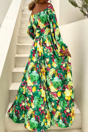 Stilla | Afslappet Print Split Joint Off the Shoulder Kage Skirt Kjoler