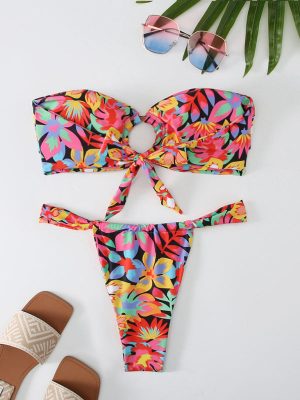 Stilla | Blomster Ternet Print Bandeau Bikini Online nu