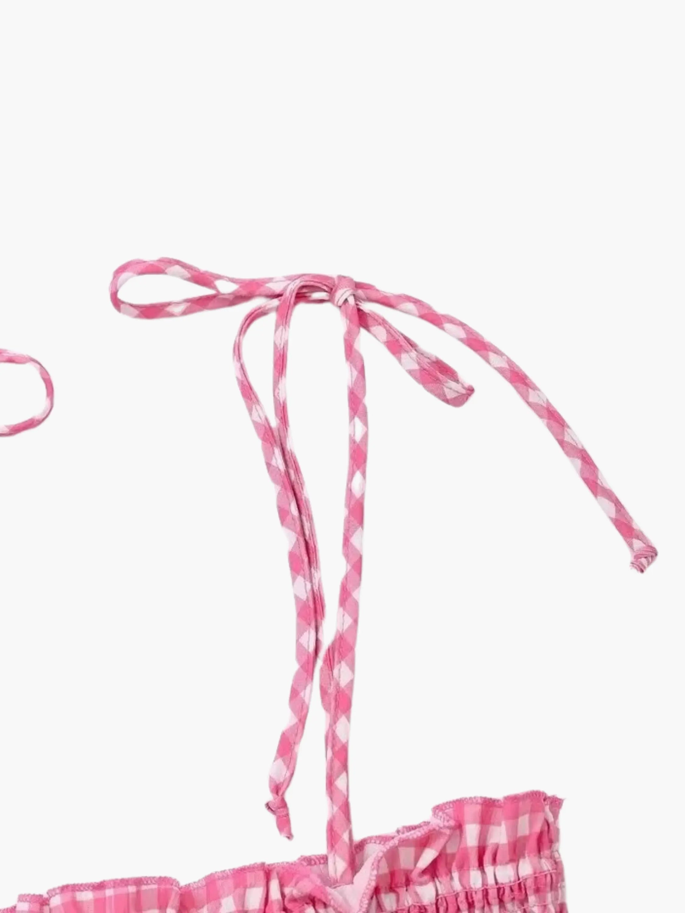 Stilla | Charmerende Rosa Hvid Ternet Sommerkjole på udsalg