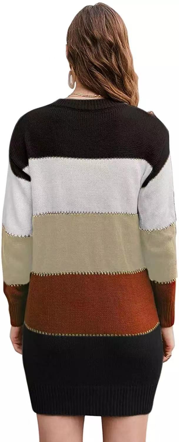 Stilla | Farveblok Mini Pullover Trøje Kjole