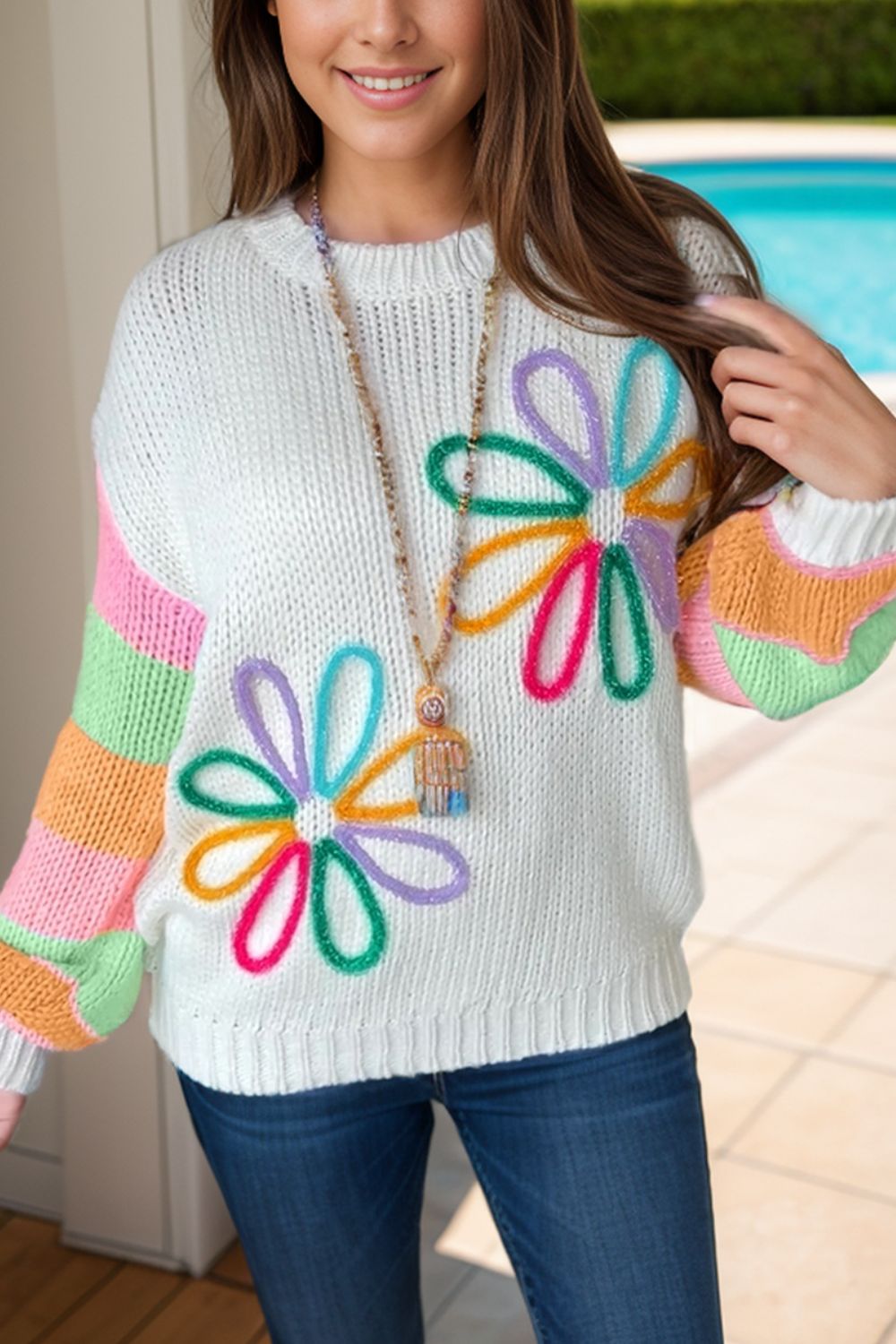 Stilla | Blok Rund Hals Sweater Online Hot Salg