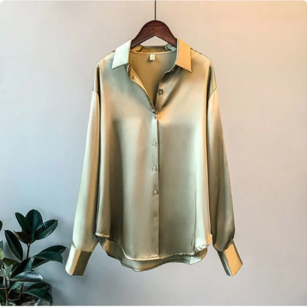 Stilla | Behagelig Button up Bluse Lange Ærmer