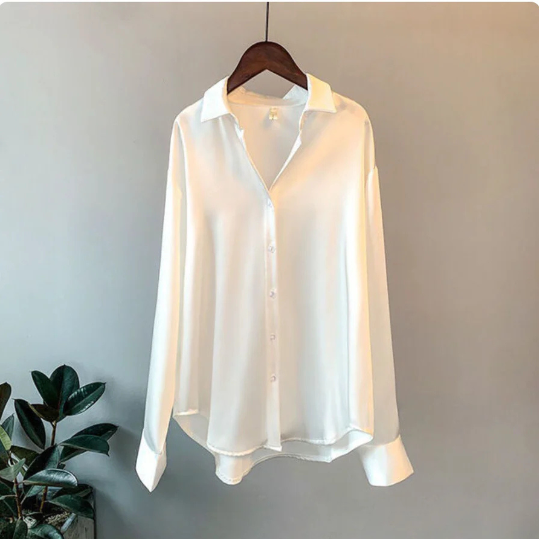 Stilla | Behagelig Button up Bluse Lange Ærmer