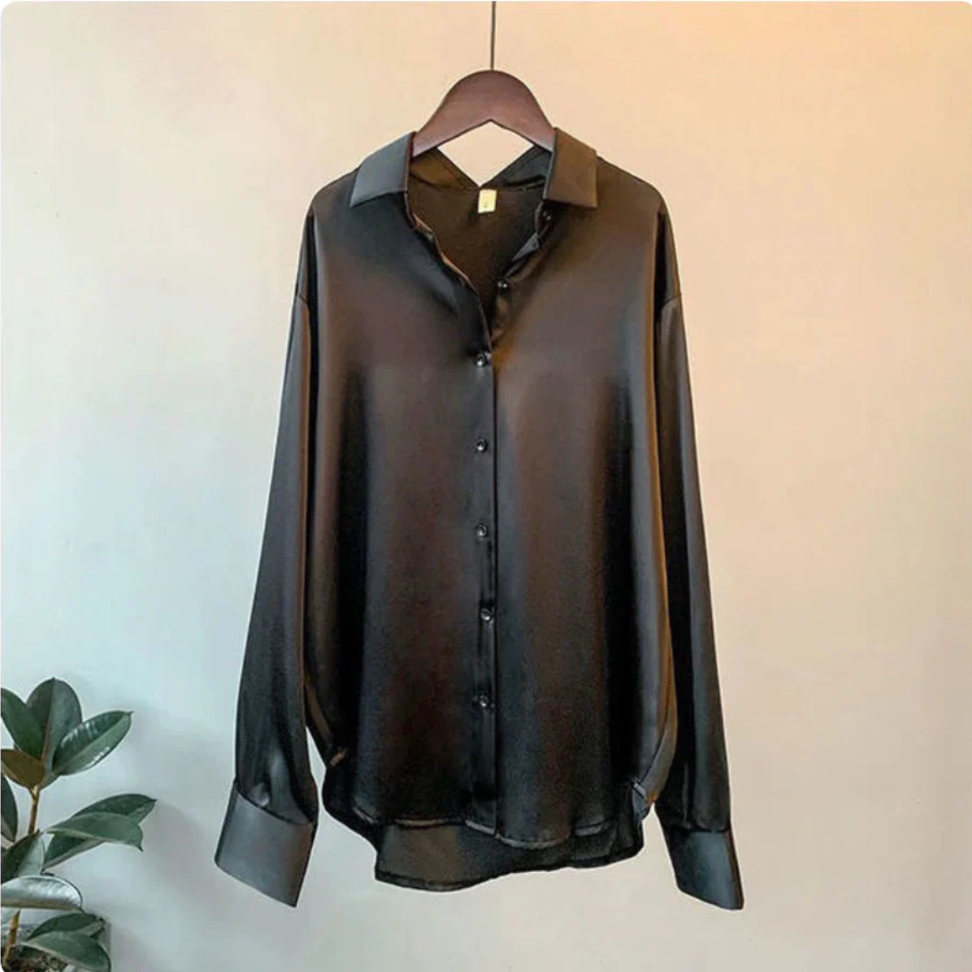 Stilla | Behagelig Button up Bluse Lange Ærmer