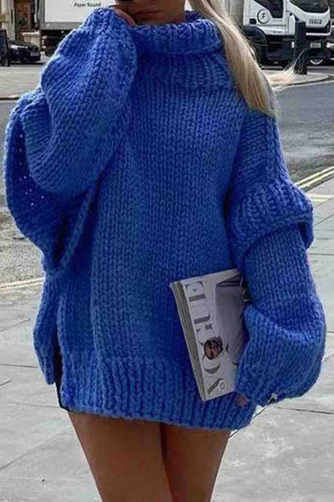 Stilla | Ensfarvet Pullover Med Lange Ærmer Og Pseudokrave på udsalg