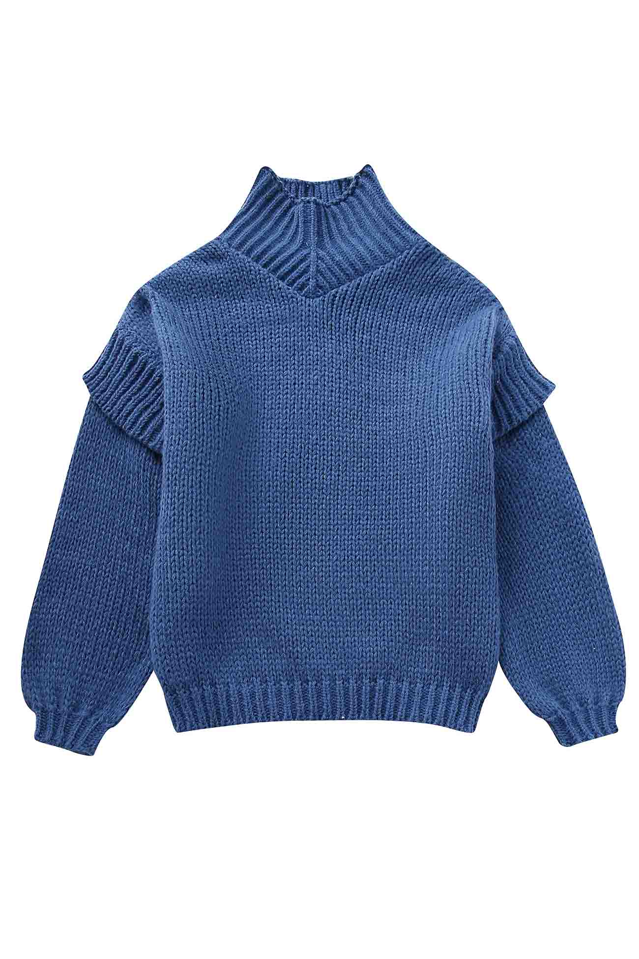 Stilla | Ensfarvet Pullover Med Lange Ærmer Og Pseudokrave på udsalg