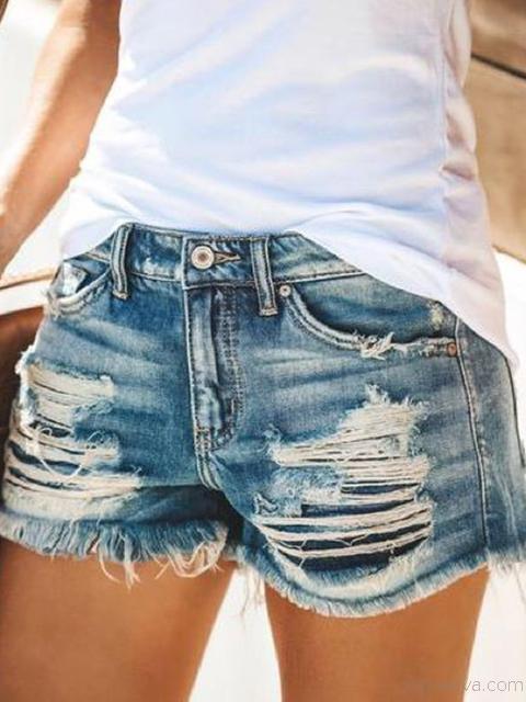 Stilla | Fringe Rivet Denim Shorts