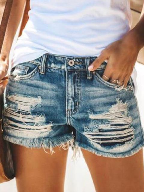 Stilla | Fringe Rivet Denim Shorts