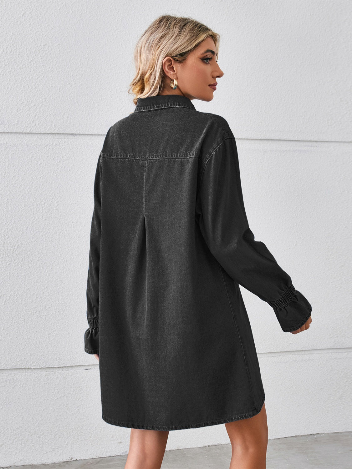 Stilla | Drop-Skulder Mini Denim Kjole