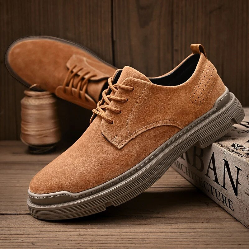 Stilla | Suede Derby Sko Med Stablet Såle