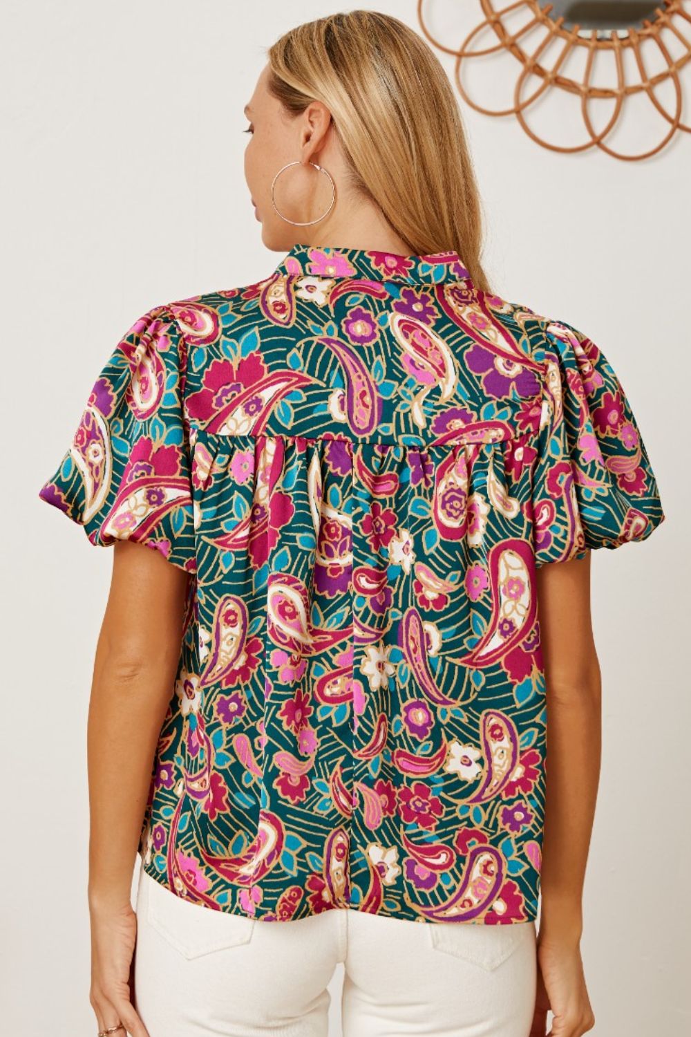 Stilla | Blomsterkrave Kortærmet Bluse