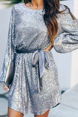 Stilla | Glamorous Paillet Bånd Beløbs Mini Kjole