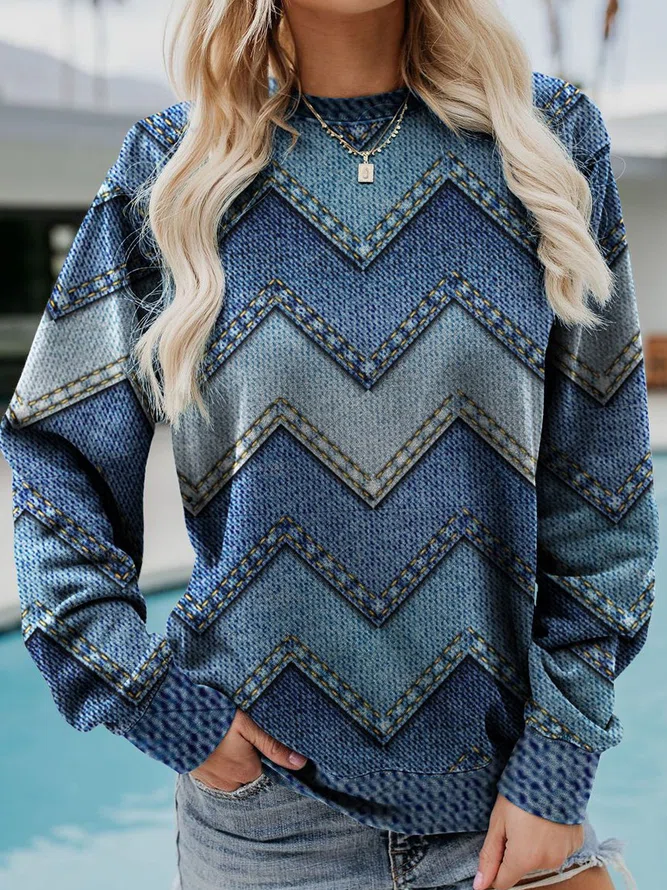 Stilla | Casual Sweatshirt Med Geometrisk Mønster