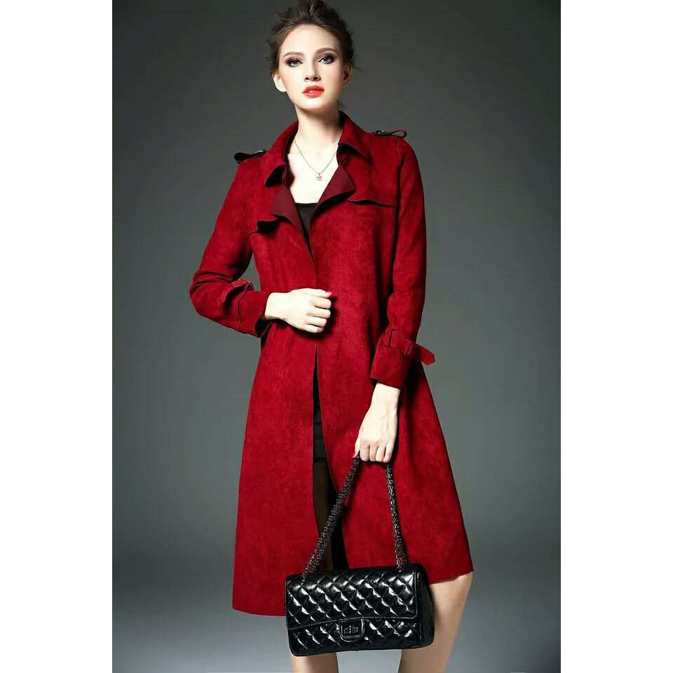 Stilla | Elegant Mellemlang Slim Fit Suede Vindjakke
