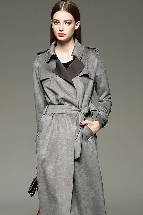 Stilla | Elegant Mellemlang Slim Fit Suede Vindjakke
