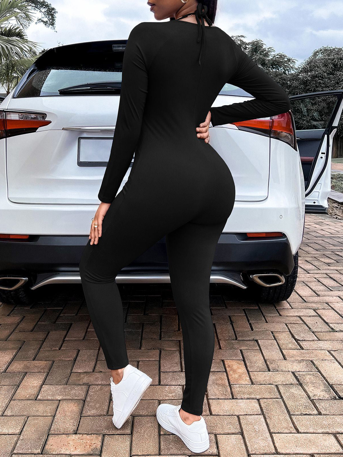 Stilla | Kvinders Jumpsuits Bind Op Langærmet Slim Fit Jumpsuit