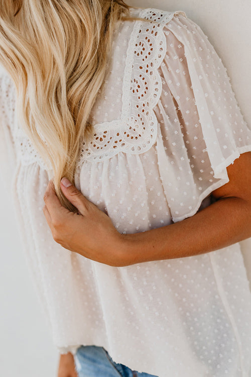 Stilla | Picture It Lace Swiss Dot Kort Ærme Til Toppen