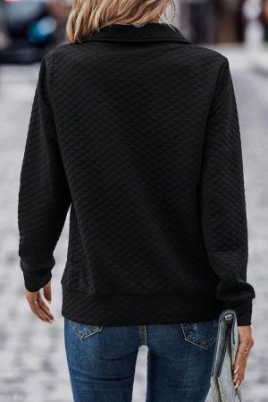 Stilla | Zip Krave Ensfarvet Langærmet Sweatshirt