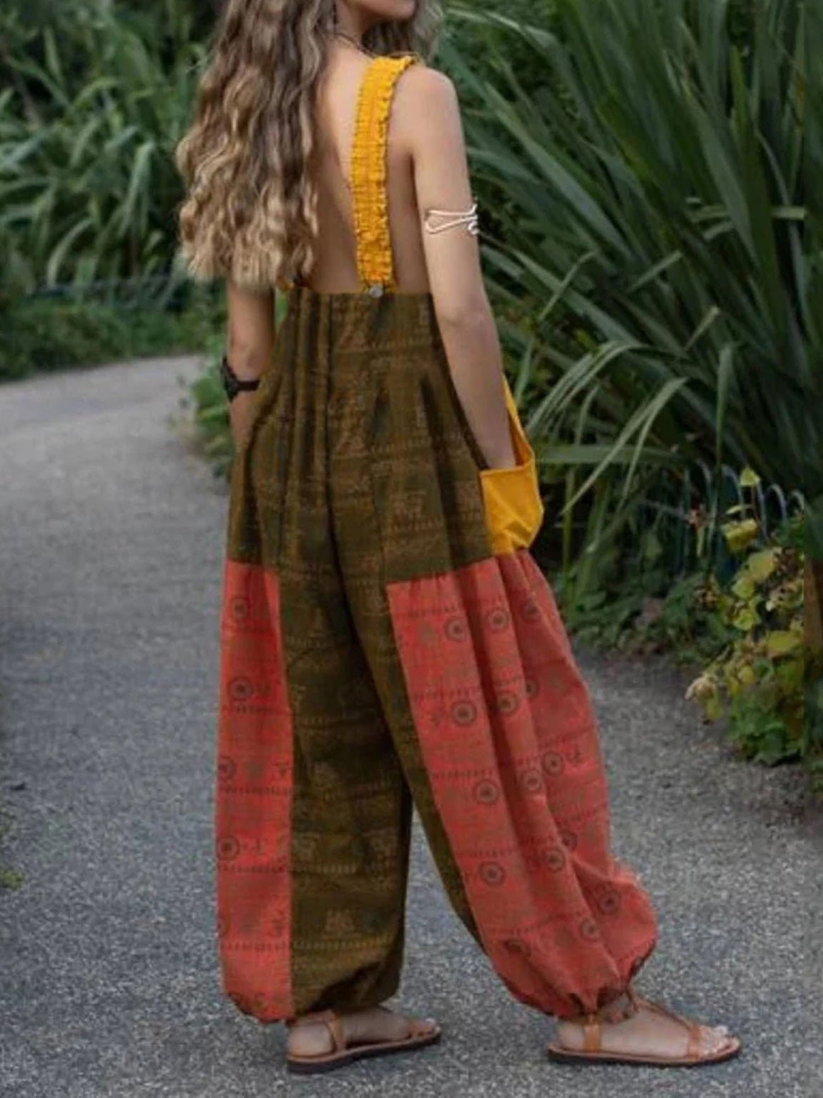 Stilla | Kvinders Jumpsuits Løs Sling Print Lomme Afslappet Jumpsuit
