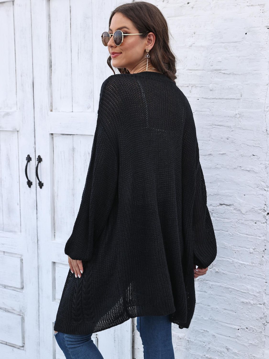 Stilla | Strik Åben Front Langærmet Cardigan
