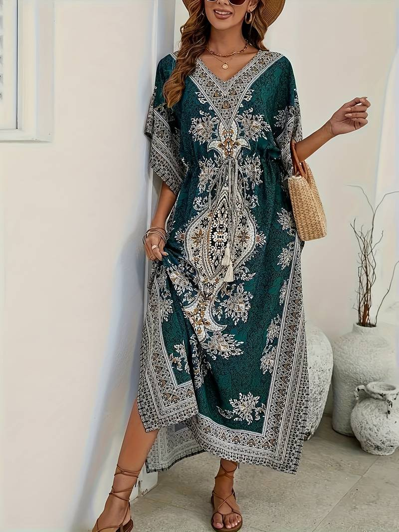 Stilla | Tropisk Kjole Med Tribal Print Online salg