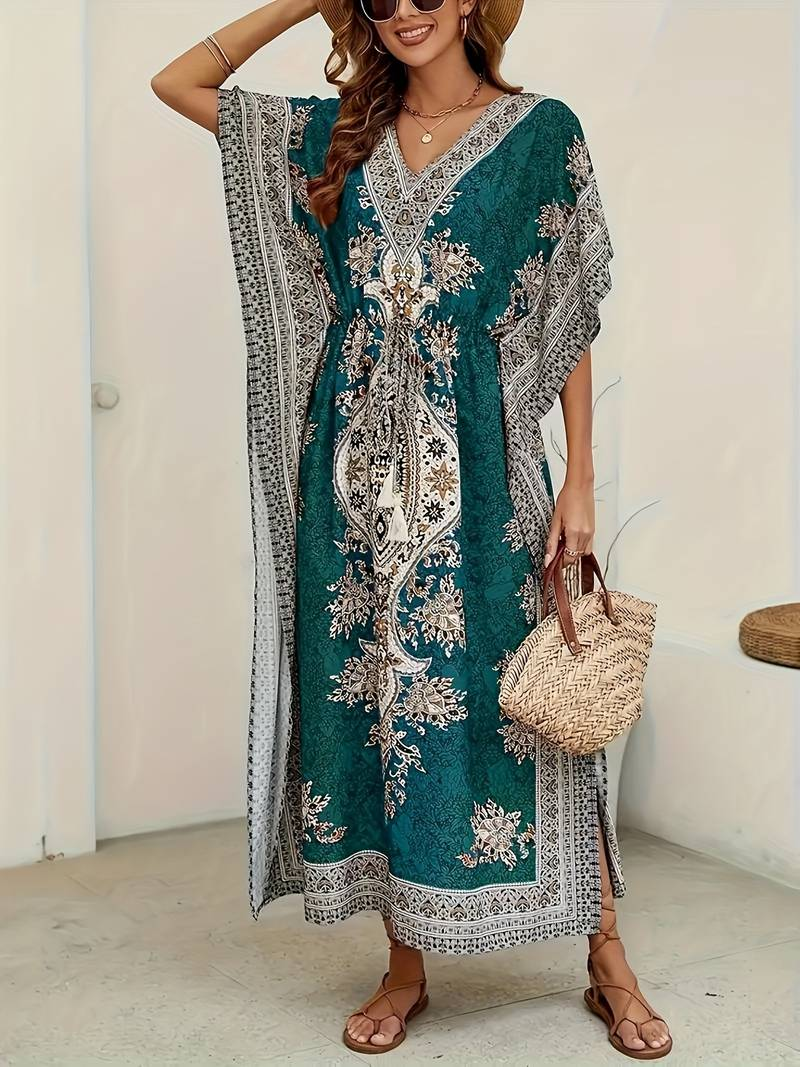 Stilla | Tropisk Kjole Med Tribal Print Online salg