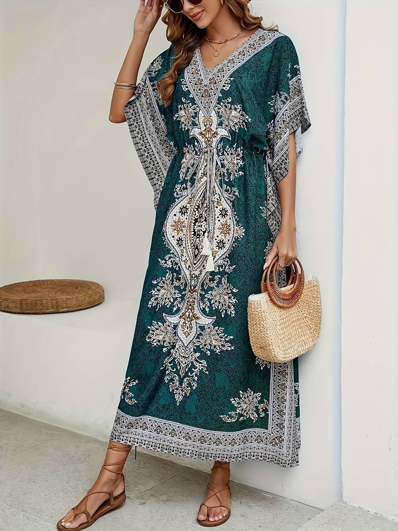 Stilla | Tropisk Kjole Med Tribal Print Online salg
