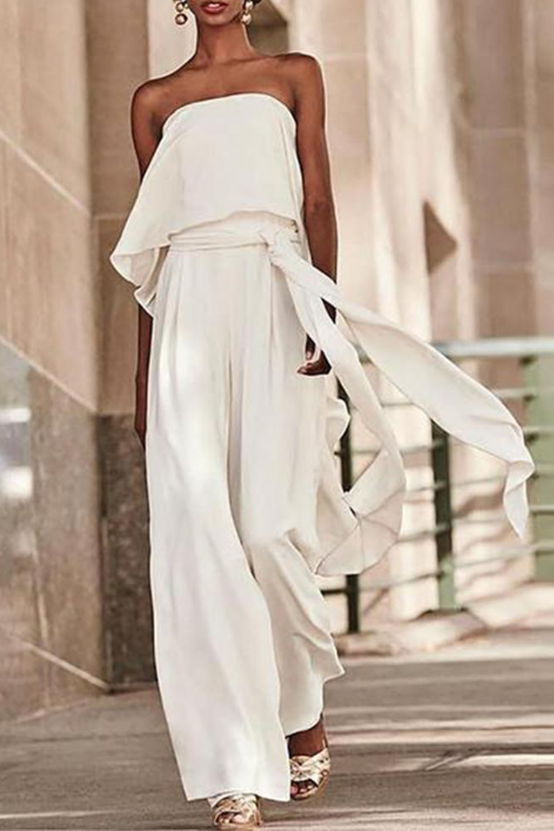 Stilla | Mode Solid Bandage Off Shoulder Straight Jumpsuits Online nu