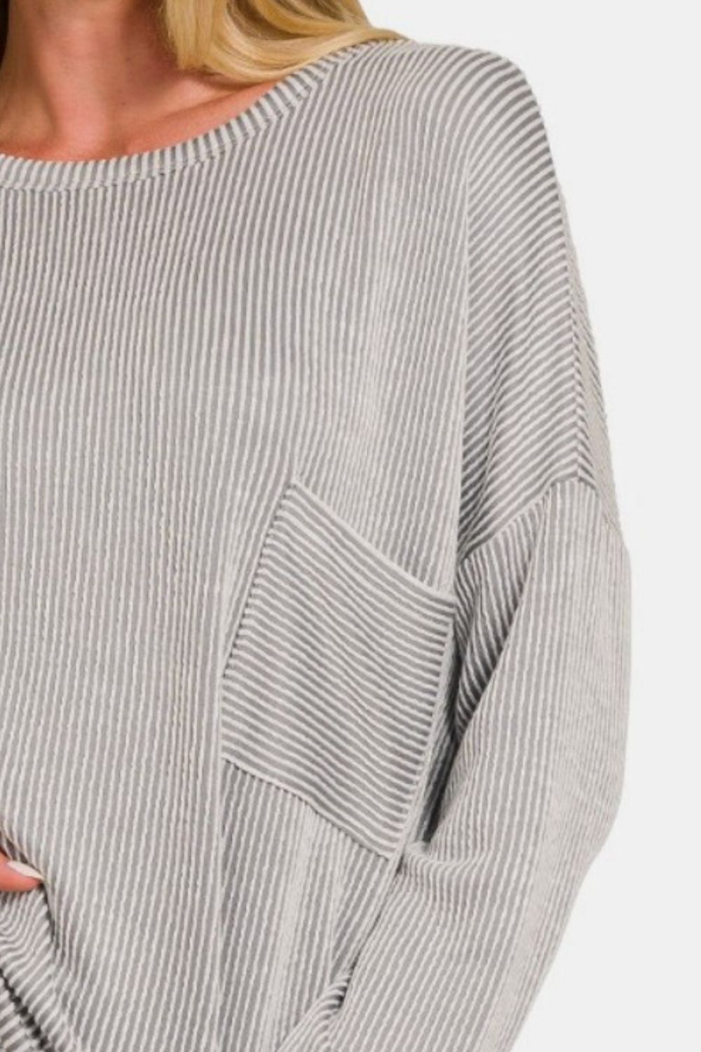 Stilla | Zenana Ribbet Stribet Langærmet T-Shirt Mode