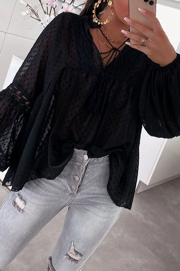 Stilla | Swiss Dot Babydoll Top Udsalg