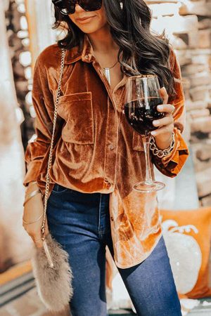 Stilla | Bluse Velvet Bluse Med Knaplukning Og Lommer