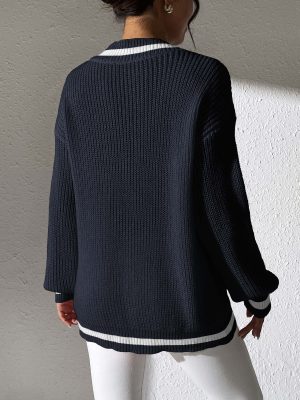 Stilla | Pullover med lange ærmer og kontrasterende søm og V-udskæring