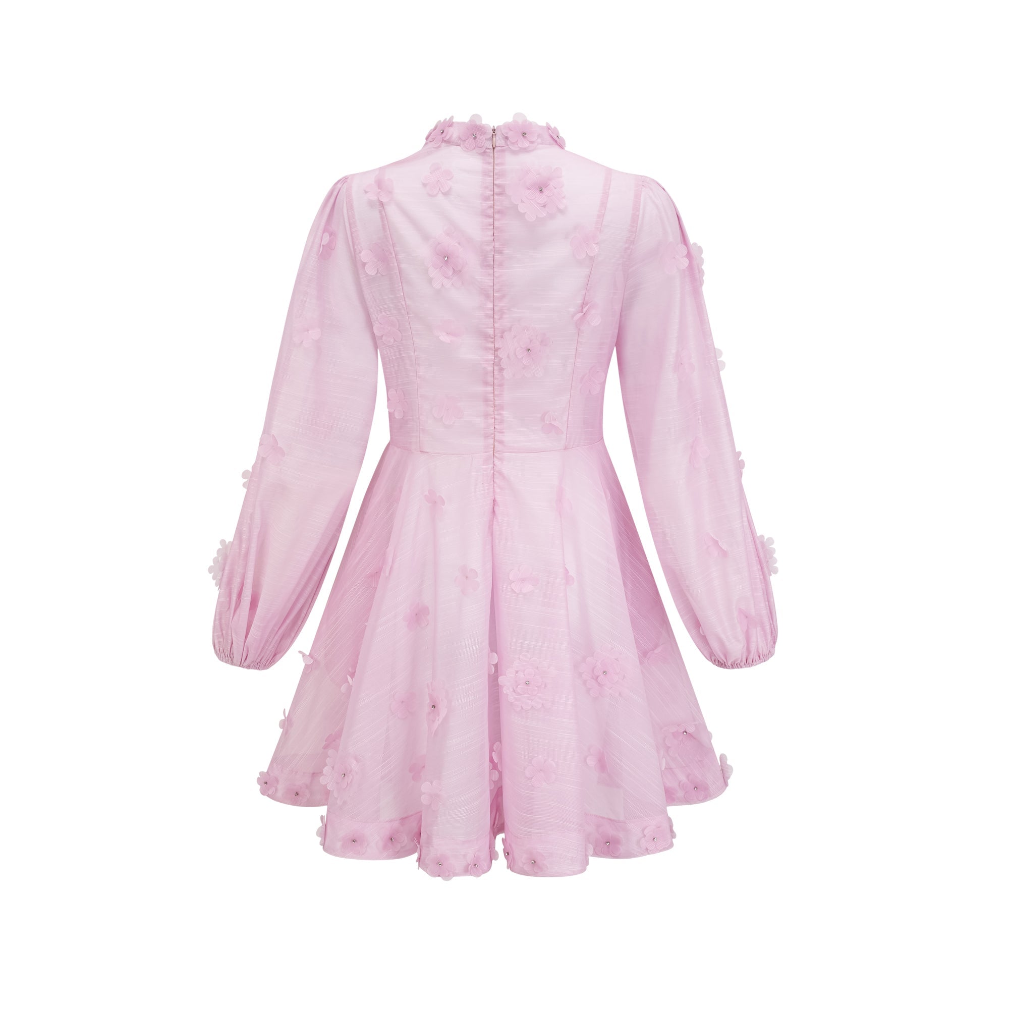 Stilla | Pink Floral Appliqué Mini Kjole
