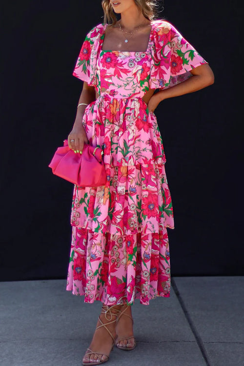 Stilla | Wild Wonders Blomster Print Kort Ærme Maxi Kjole