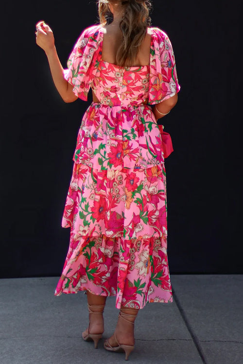 Stilla | Wild Wonders Blomster Print Kort Ærme Maxi Kjole