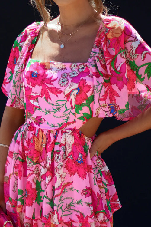 Stilla | Wild Wonders Blomster Print Kort Ærme Maxi Kjole