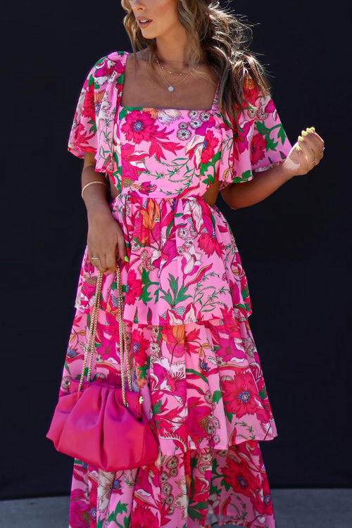 Stilla | Wild Wonders Blomster Print Kort Ærme Maxi Kjole