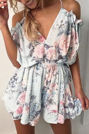 Stilla | Kold Skulder Ruffle Print Romper Online