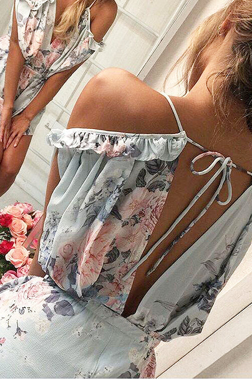 Stilla | Kold Skulder Ruffle Print Romper Online