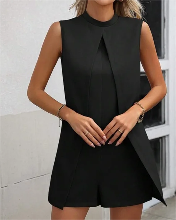 Stilla | Ærmeløs Playsuit med Cape-design Polyester Elegant & Moderne