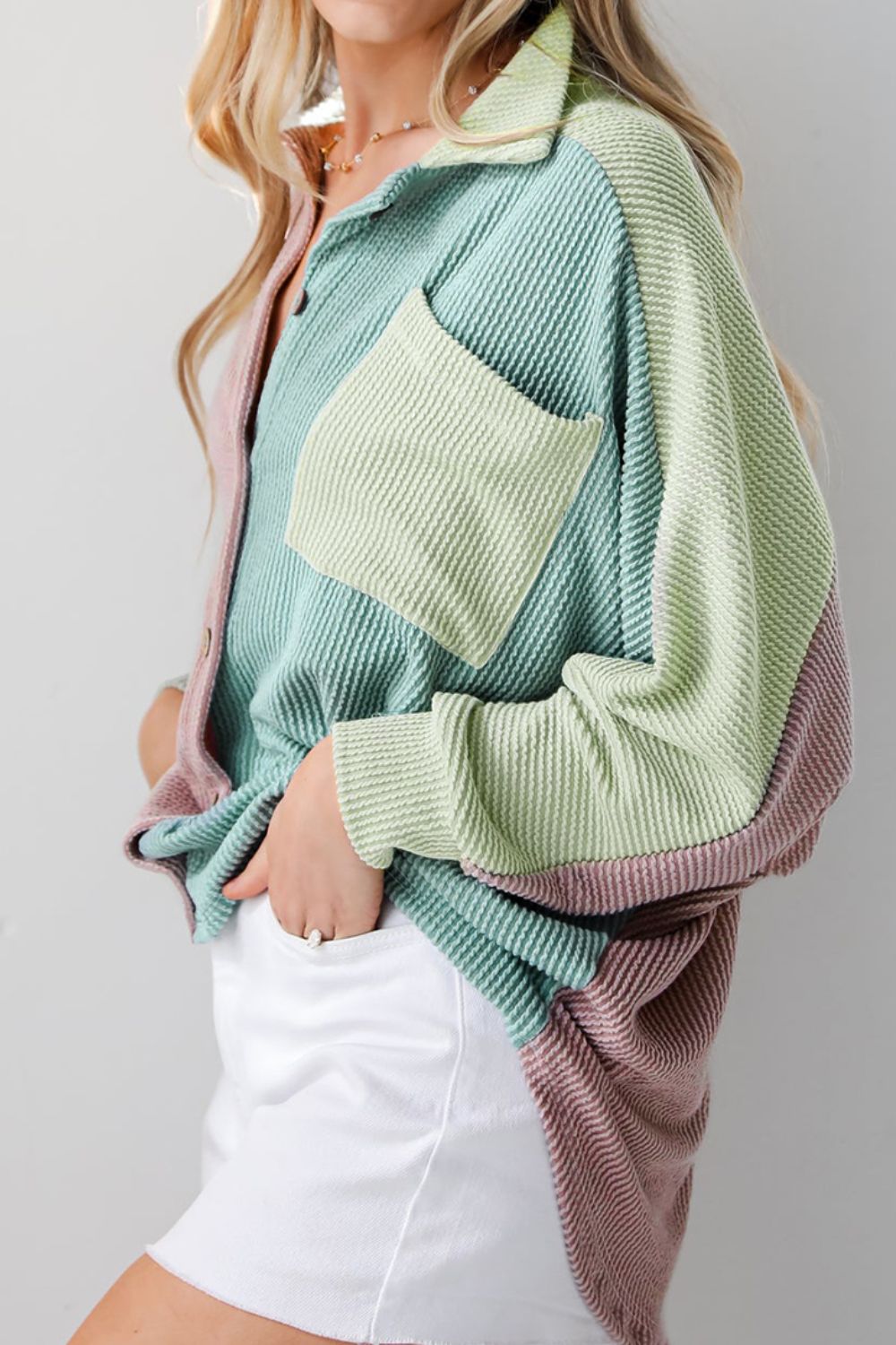 Stilla | Block Corded Button Up Shacket