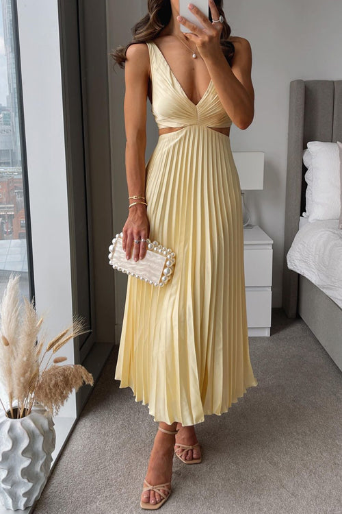 Stilla | Plisseret Plunge Midi Kjole
