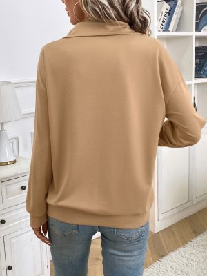 Stilla | Sweatshirt med lange ærmer halvlynlås med kængurulomme