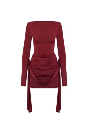 Stilla | Bodycon Minikjole Med Lange Ærmer Og Flæser