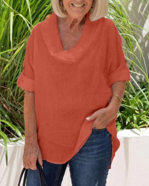 Stilla | Linnedbluse i en ensfarvet farve Online