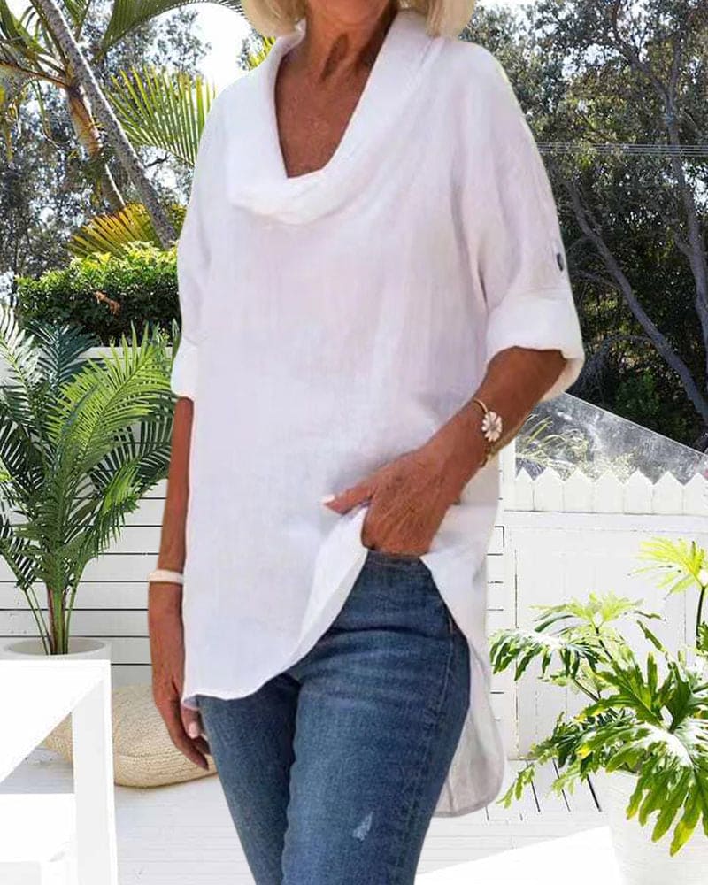 Stilla | Linnedbluse i en ensfarvet farve Online