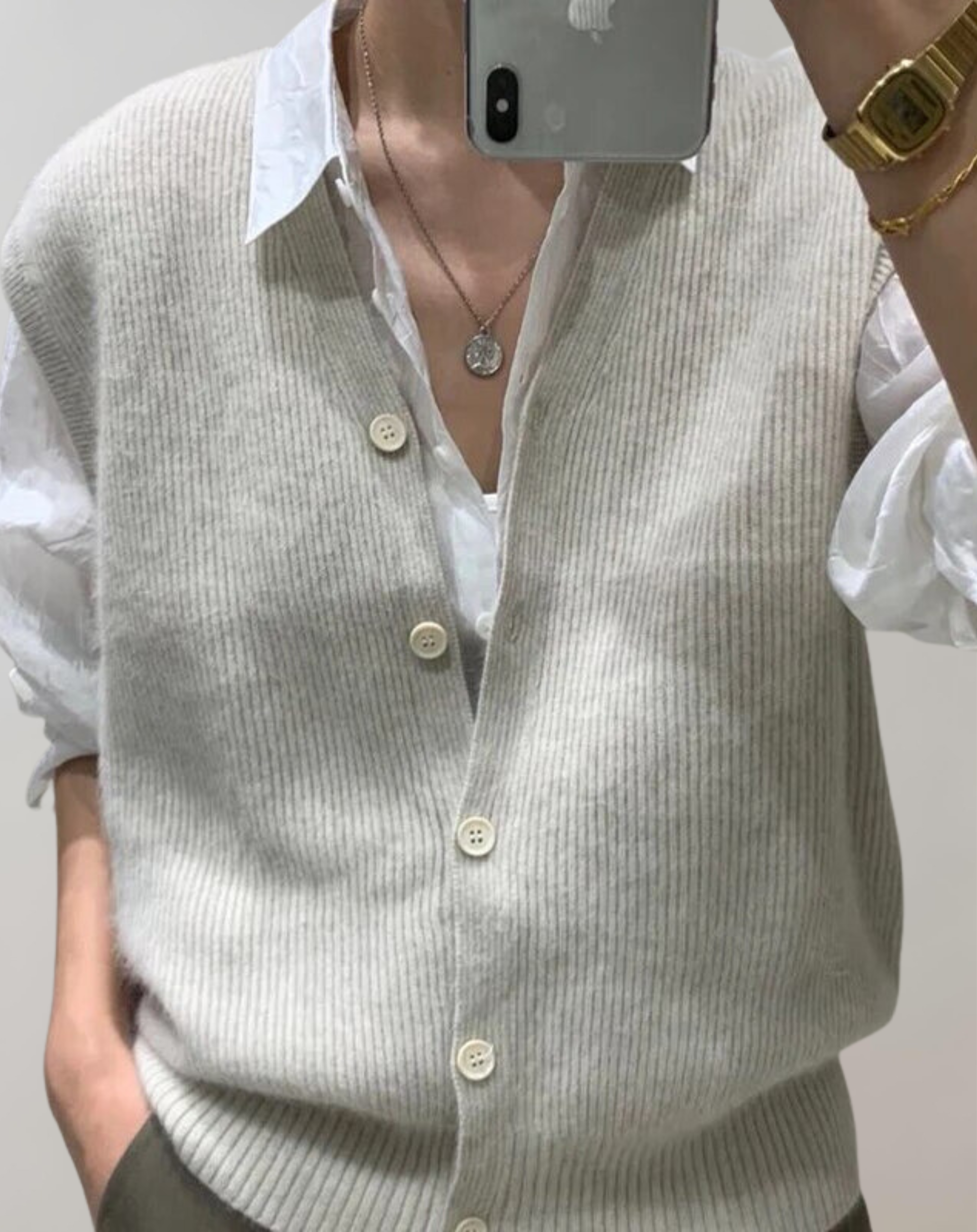 Stilla | Casual Strikvest Med Knapliste